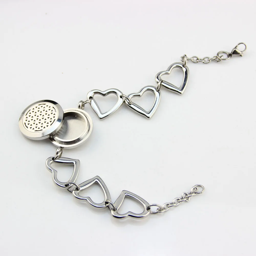 

Magnet Perfume Locket Bracelets With Heart Band Aromatherapy Essential Oils Diffuser Locket Bracelets 5pcs(Free Pads)