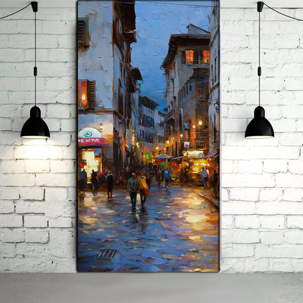 Ручная роспись современная абстрактная уличная пейзаж Флоренция на вечернем