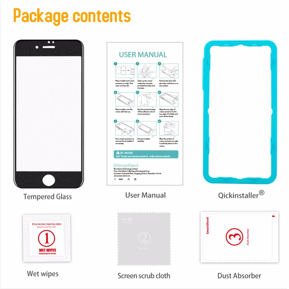Защитное стекло SmartDevil закаленное с полным покрытием для apple iphone 7 8 Plus|Защитные
