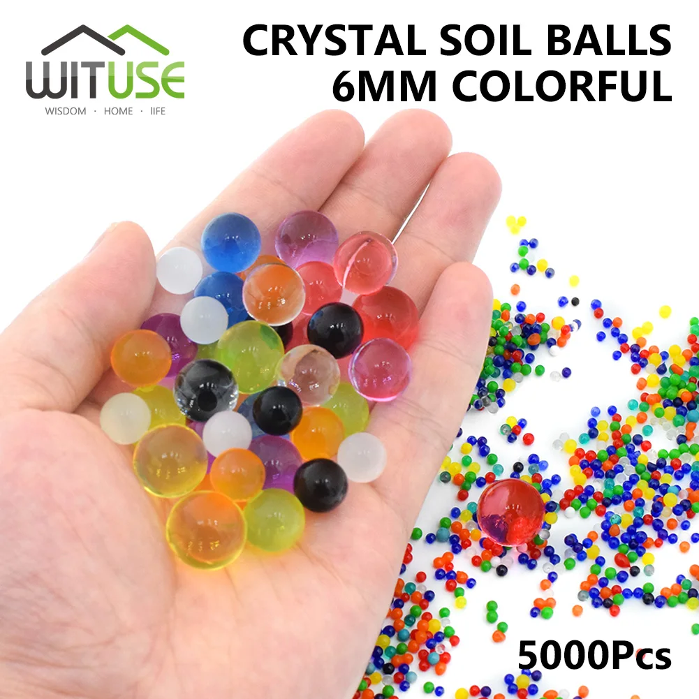 Colorful 5000 шт шарики из гидрогеля шарики для выращивания воды, бусины Кристальный гель водный жемчуг, аква бусы желе растут, вода растущие шары, кристальная почва - Цвет: Colorful