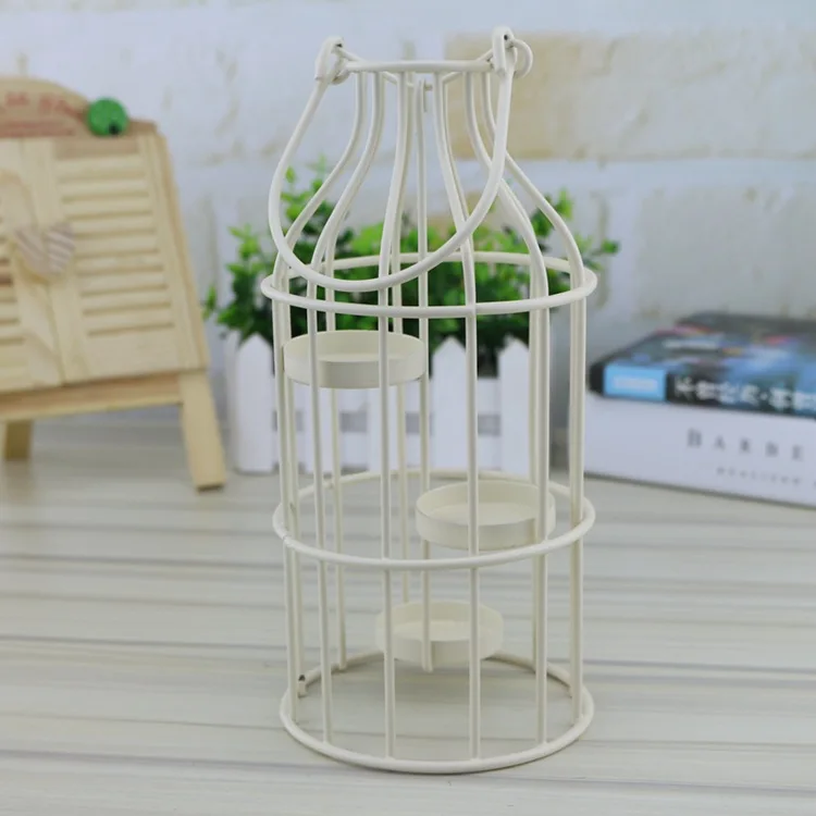 Металлический подсвечник, подвесной фонарь Votive птица клетка, свечи для украшения дома, свадьбы, год украшение висит подарки ремесла - Цвет: Белый