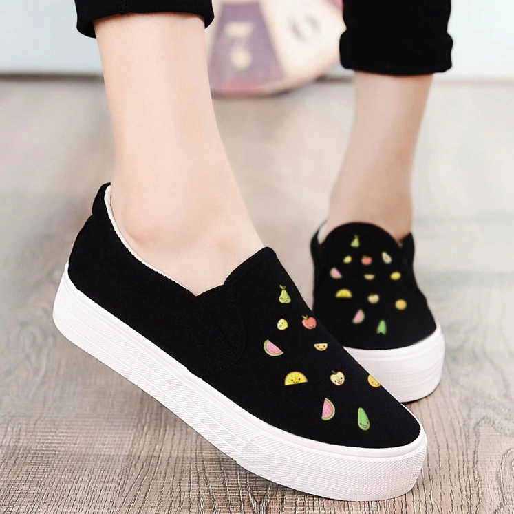 Лоферы без шнуровки летняя женская модная парусиновая обувь с ручной росписью