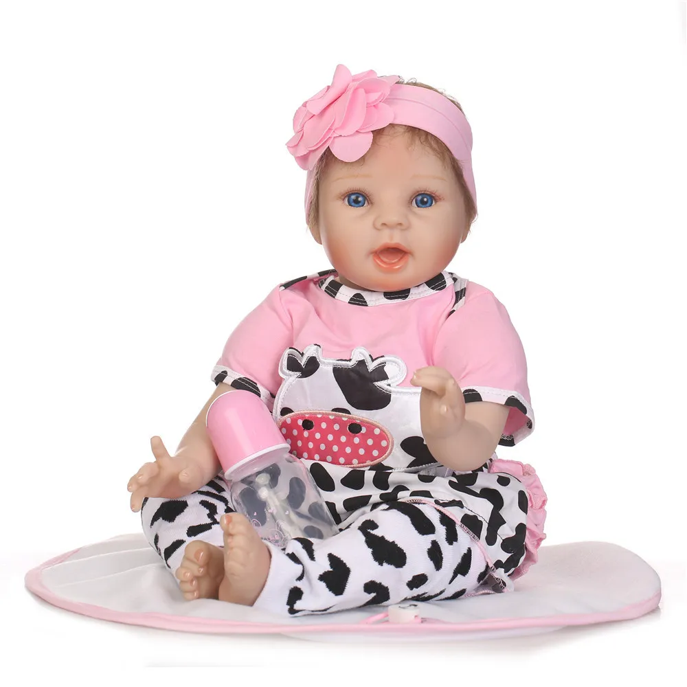 

Bebe girl reborn NPK бренд 22 "силиконовые куклы reborn милая розовая коровья одежда Магнитная пустышка укорененные волосы bonecas reborn
