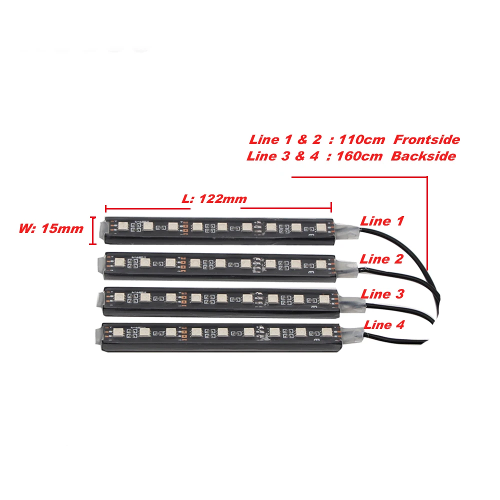 Автомобиль RGB светодио дный DRL полосы света 5050SMD авто дистанционного Управление