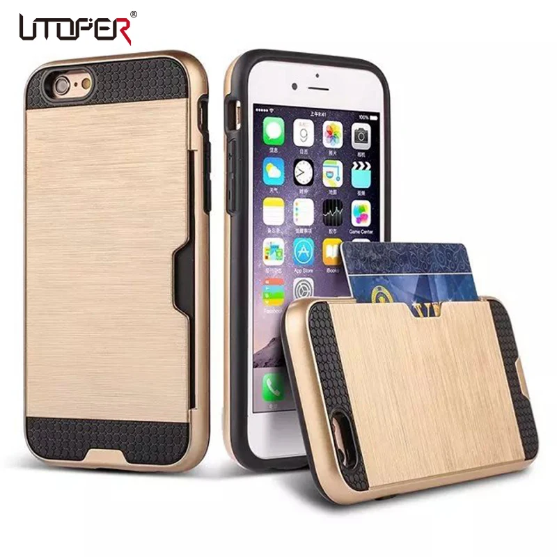For iphone SE Stylish PC + TPU Design Case 5 5S 5G iphone5 Hybrid Wire Drawing Cover With Card Slot Phone Protect Bag |