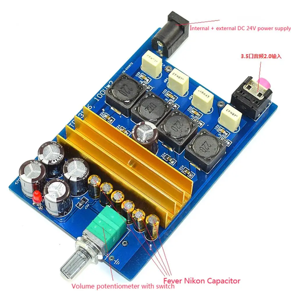 

TPA3116 100W*2 Dual Chip Class D High Power Digital HIFI Power Amplifier Board YJ