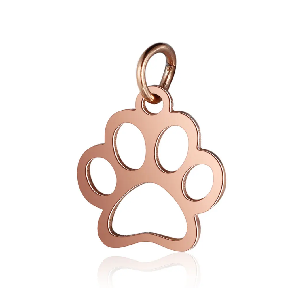 rose gold 1 5 шт./лот полированная нержавеющая сталь выдалбливают лапа собаки отпечаток кулон подвески для DIY ювелирных изделий Поставщик - Окраска металла: rose gold 1