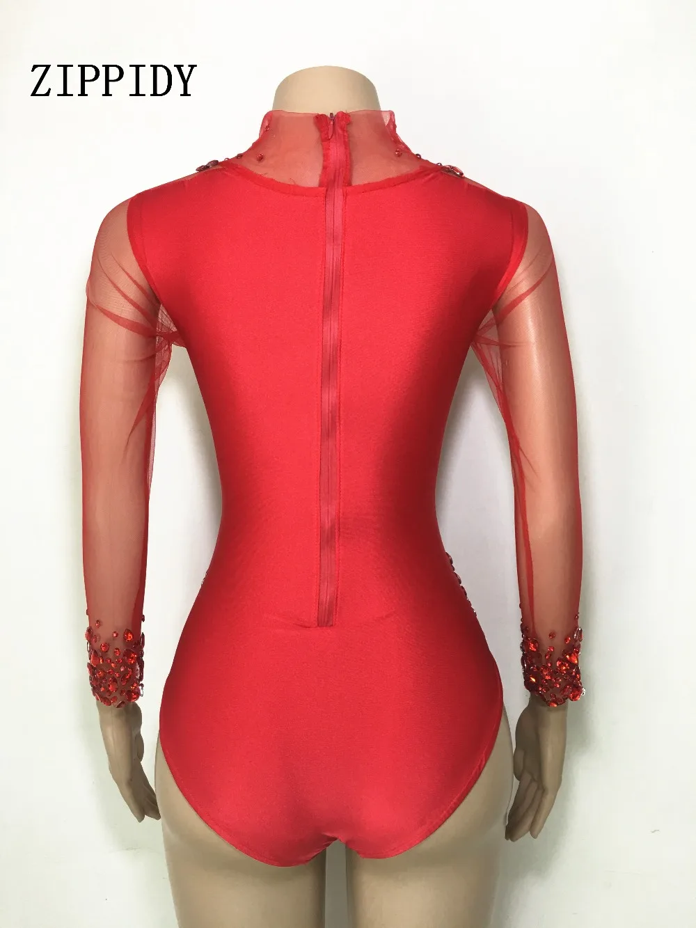 4 Colors Crystals Mesh Bodysuit Big Stones Stage Wear Female Singer Leotard Women's Evening Party Wear Sexy Perspective Outfit