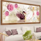 QIANZEHUI, алмазная вышивка сделай сам, круглая Алмазная Любовь Лебедь пейзаж полная Стразы 5D алмазная живопись вышивка крестиком, рукоделие