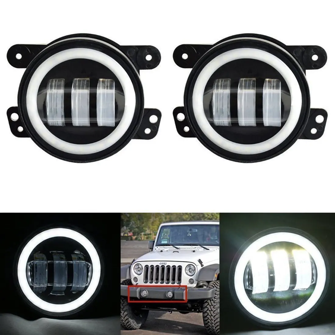 Emark 4 ''LED de 30w brouillard avec anneau DRL Halo Led (1 пара) J023R автомобильные товары Lantsun|Световая