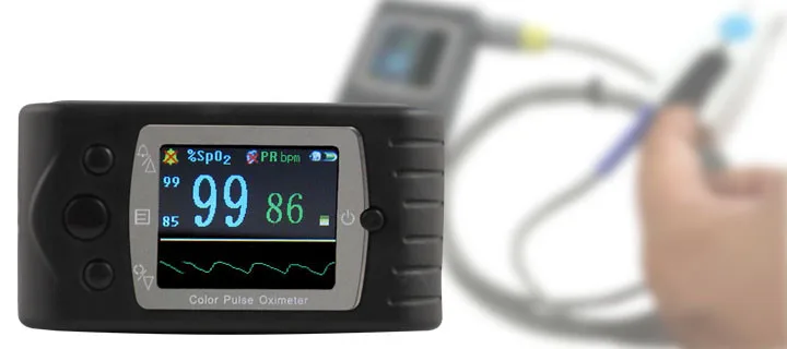 

Color CMS60C SPO2 Sensor finger pulse oximeter, 2 probes+alarm+USB PC software, FDA CE