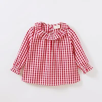 girls plaid shirts cotton long sleeve doll collar princess shirt childrens clothing toddler casual tops baby girl clothes