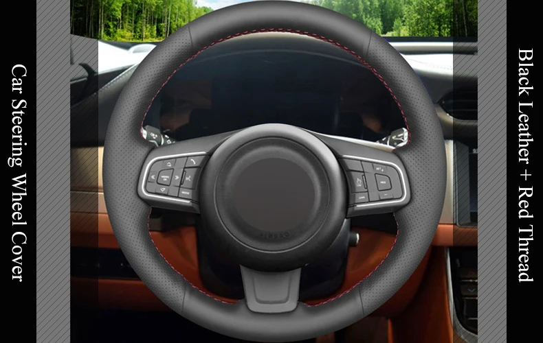 LQTENLEO черной искусственной кожи DIY автомобиля Руль Обложка для Jaguar XEL XFL- E-PACE XF- F-PACE F-TYPE