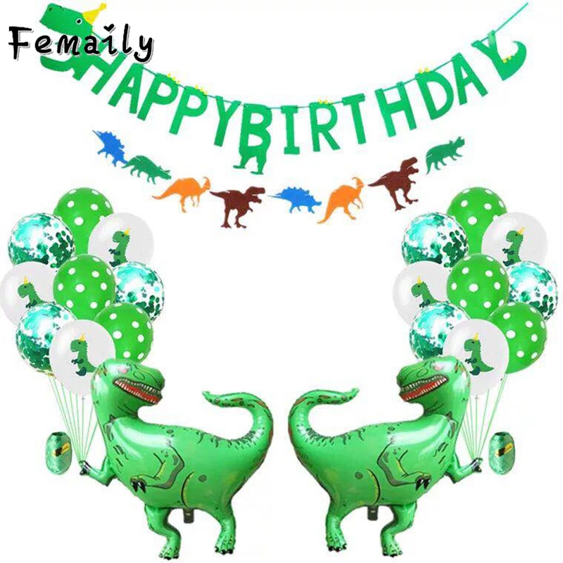 

Dinosaur aluminum film party birthday letter pull flag balloon package full moon birthday decoration boy children party DIY supp