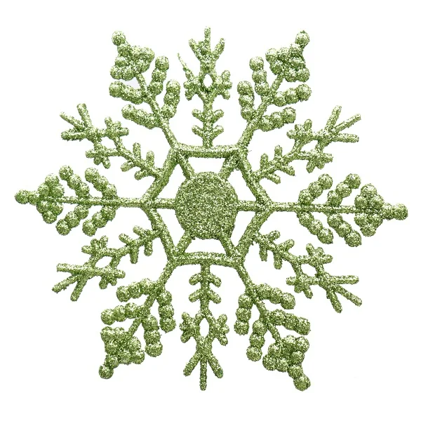 green 12 шт. пластиковая искусственная Снежинка, Рождественская елка, снежные Подвески с блестками, украшения на год, Рождество, вечерние украшения для дома, подарки для детей - Цвет: green