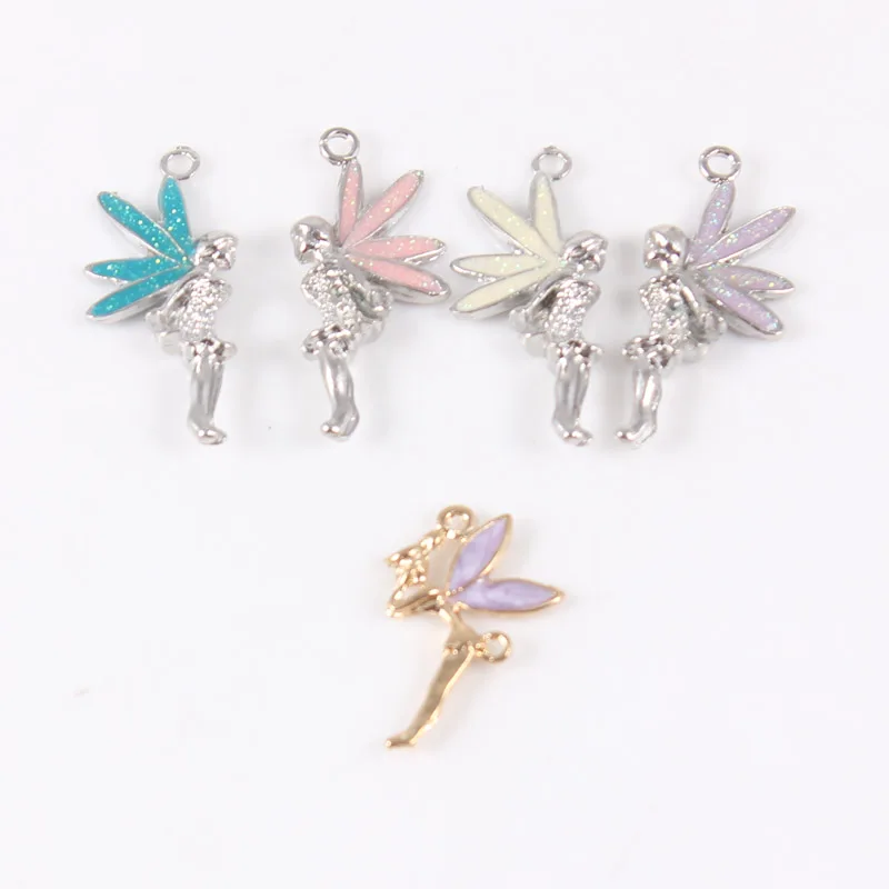 Enamel Drip Metal Alloy Blue Pink Purple Angle Charms Pendant For DIY Fashion Necklace Jewelry Gifts | Украшения и аксессуары