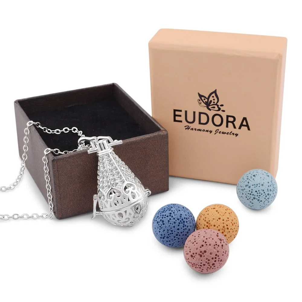 

Eudora Water Drop Cage Aromatherapy Diffuser Necklace Lava Locket Necklaces Lava Pendant for Mother Birthday Gift Jewelry K113