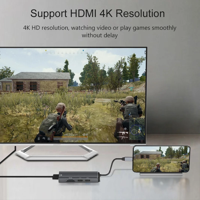 Адаптер питания type C HDMI USB 3 0 2 PD устройство для чтения карт TF/SD концентратор Macbook Pro