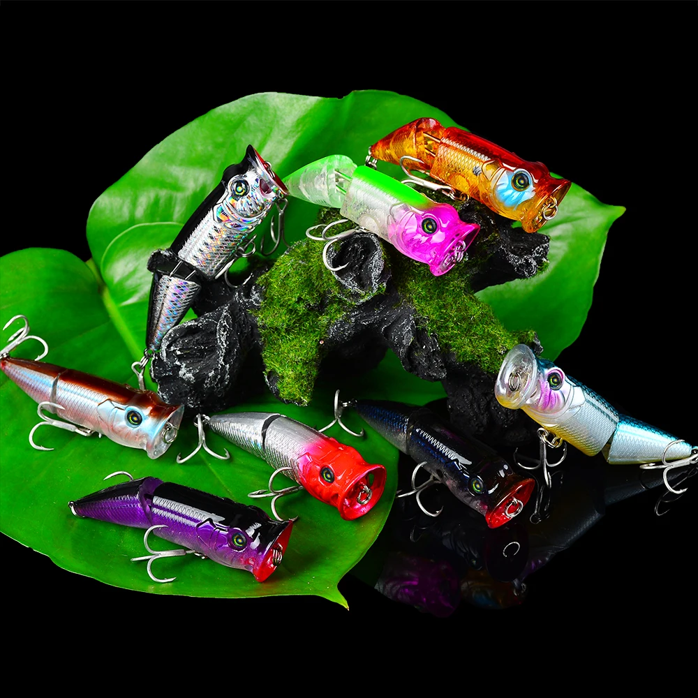 New 6pcs Mixed Color Fishing Lure Set Sinking Popper Bassbait 8cm-3.1&quot Artificial Hard Bait Wobbler with Tackle Box | Спорт и