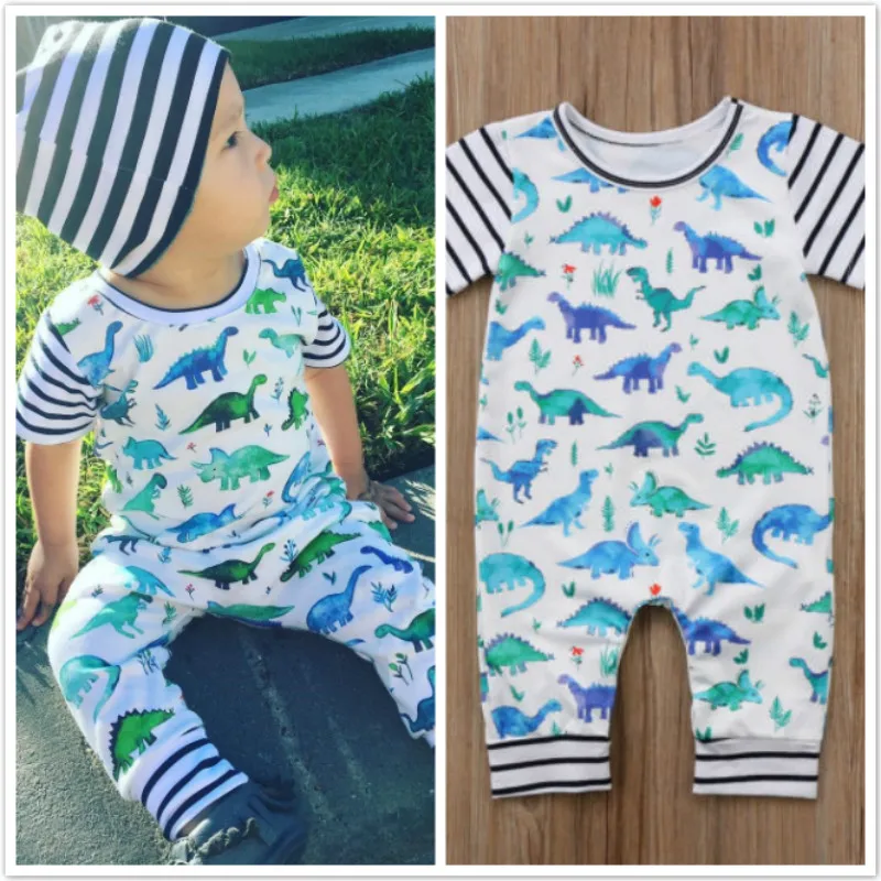 Pudcoco/Детский комбинезон с короткими рукавами и принтом динозавра из мультфильма