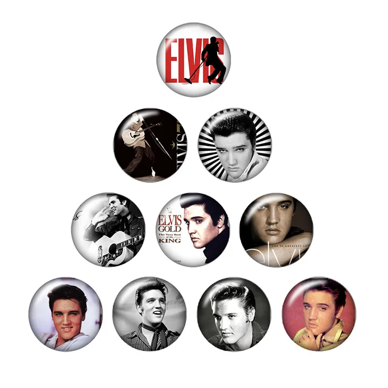

Fashion ELVIS Michael Jackson Monroe 10pcs mixed 12mm/18mm Round photo glass cabochon snap buttons for snap jewelry wholesale
