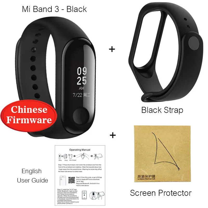 AddFilm-Black Xiaomi mi-браслет 3 Смарт-Браслет фитнес-браслет mi Band 3 большой сенсорный экран OLED частота сердечных сокращений Smartband - Цвет: AddFilm-Black