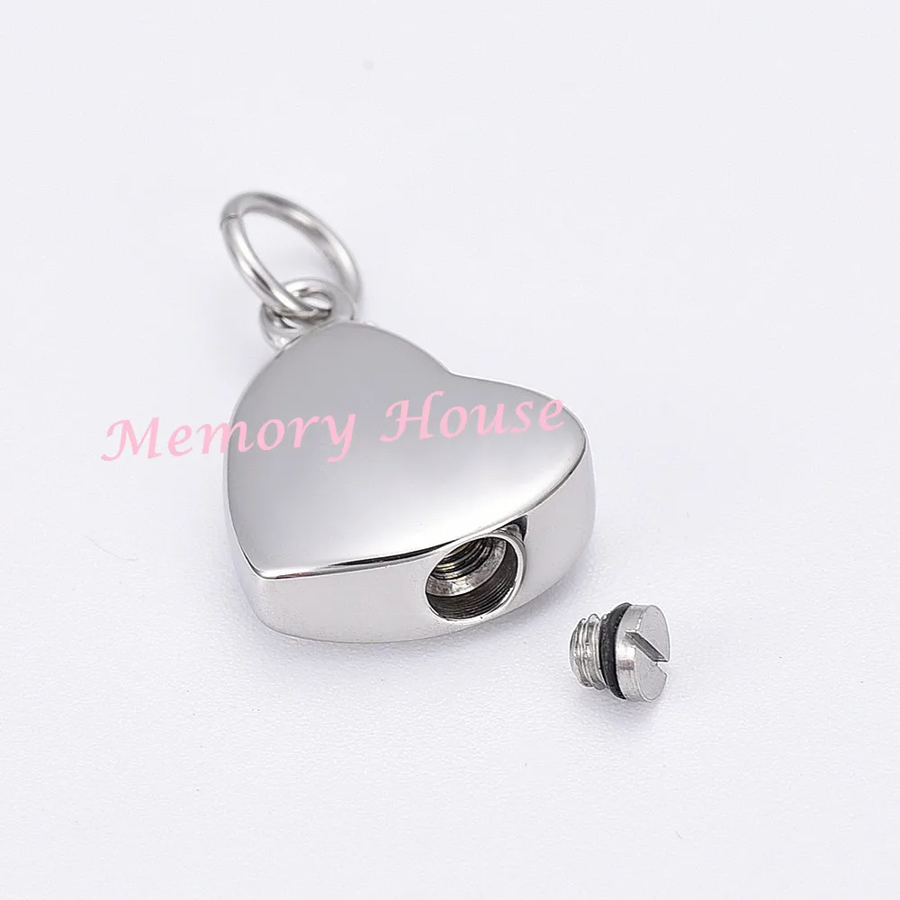 JJ006 Cheap Stainless Steel 15mm Blank Heart Cremation Jewelry For Ashes DIY Memorial Locket Urn Charm Necklace Women | Украшения и