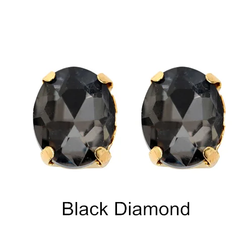 Black Diamond Продукт овальные красные стеклянные стразы шьют на Стразы с золотым клешом плоские с оборота желтые пришитые камни для одежды аксессуары B1024 - Цвет: Black Diamond
