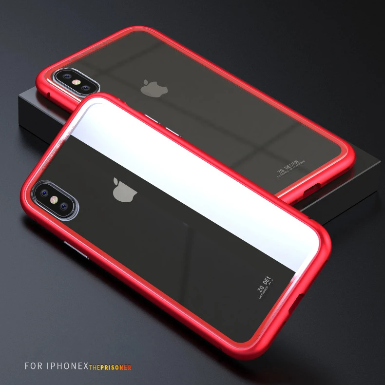 Роскошный Магнитный адсорбционный чехол для Apple iPhone X, бампер, металлическая рамка, стеклянная крышка для Apple iPhone 7, бампер 8 Plus, 6, 6s, 7plus