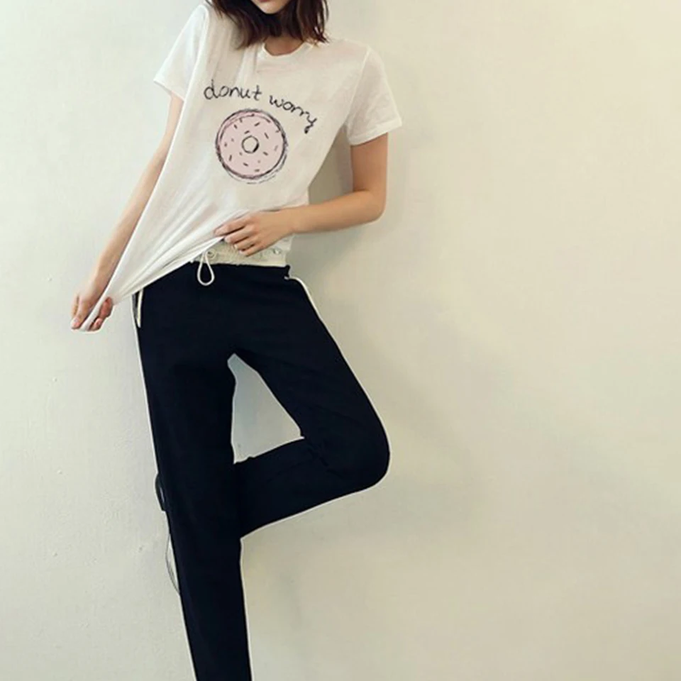 Harajuku Kawaii одежда женская 4xl Базовая белая футболка Vetement Femme 2019 с буквенным принтом