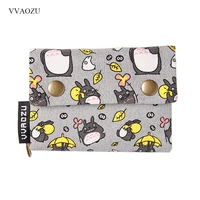 new anime japan totoro cat wallet pouch case short canvas money bags kumamon bear print card holder zipper coin pocket purses