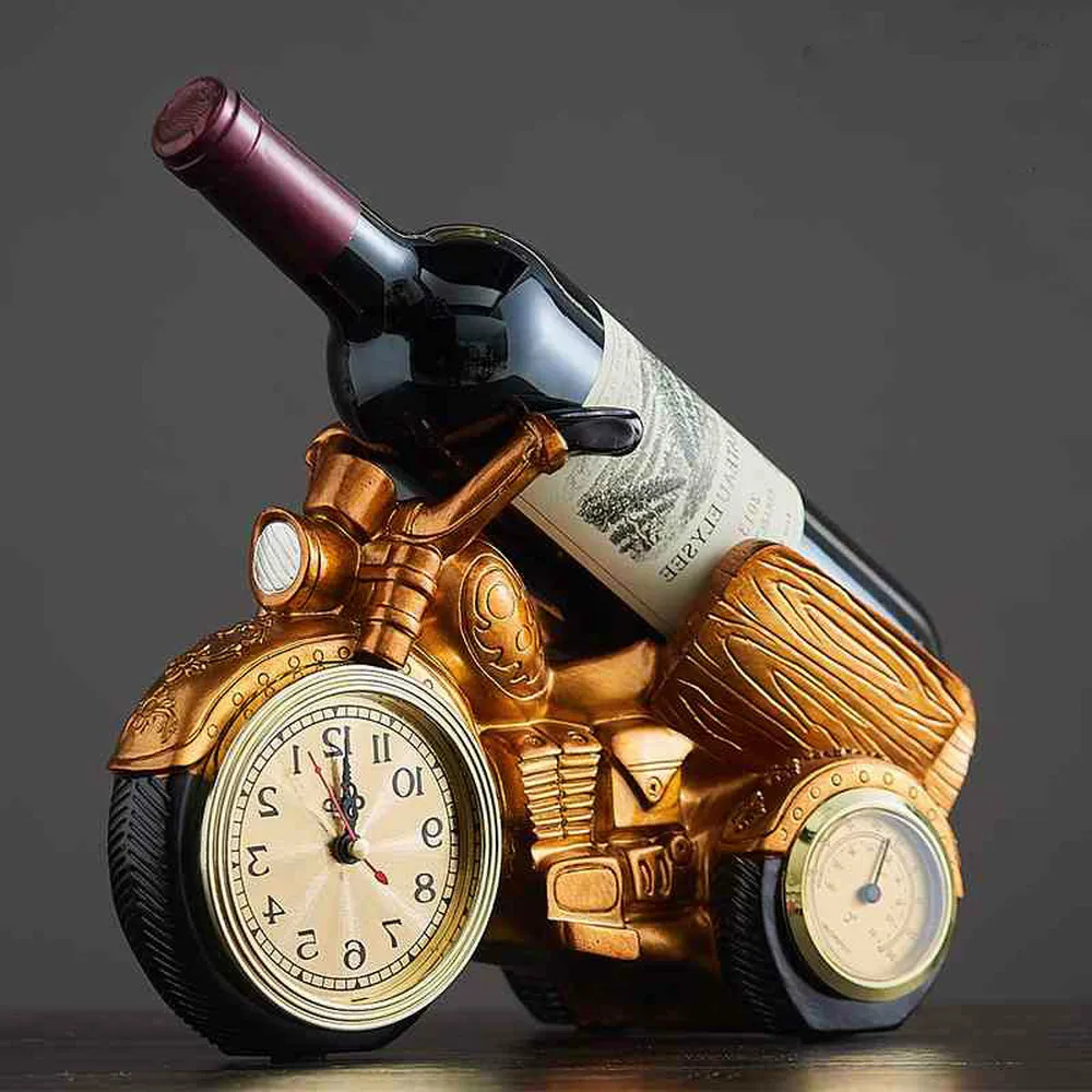 

A PCS Vintage wine cooler wine rack decoration Living room craft home furnishings Luxury creative clock (Without Wine)AP52291