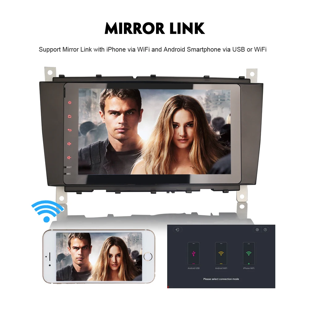 8&quotAndroid 8.0 Octa Core Car Stereo Multimedia Player for Mercedes Benz C-Class W203 C200 DAB+ Autoradio 4G OBD WIFI USB BT SD |