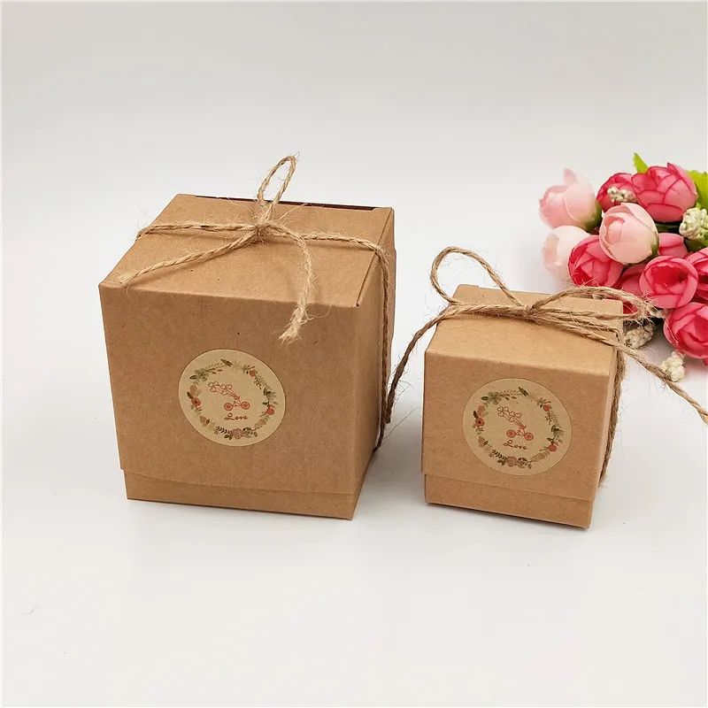10pcs Kraft Craft Small Cube Paper Boxes Love Gift Storage Box for Candy/Ring/Cupcake Packaging | Дом и сад