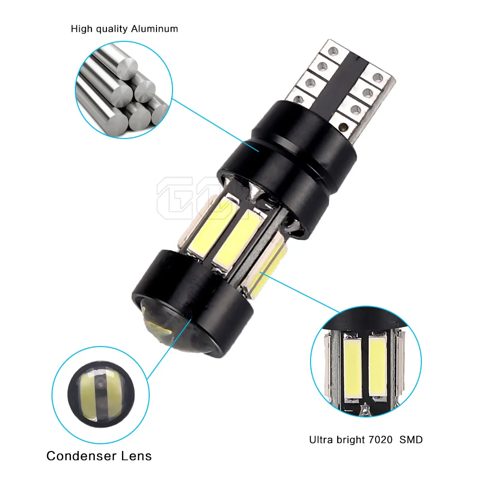 10 шт. Автомобильные светодиодные лампы T10 Canbus 194 168 LED W5W t10 10SMD 7020|Сигнальная лампа| |