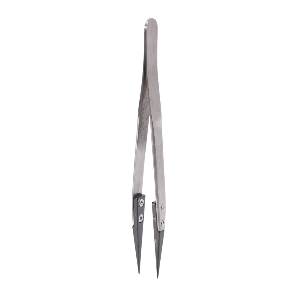 

1pcs Stainless Steel Black Ceramic Tweezers Heat Resistant Non Conductive Ceramic Pointed Tip DIY Hand Tools High Quality