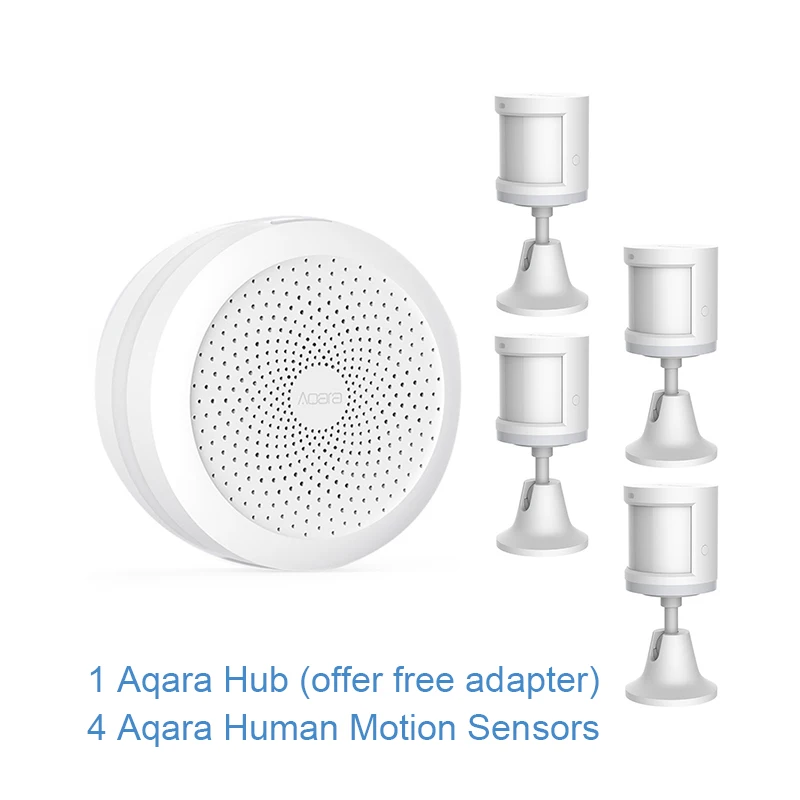 1 add 4 Большая распродажа Xiaomi Aqara Hub Gateway датчик движения человеческого тела Zigbee Соединение работает с Apple HomeKit Mijia App через Android и iOS - Color: 1 add 4