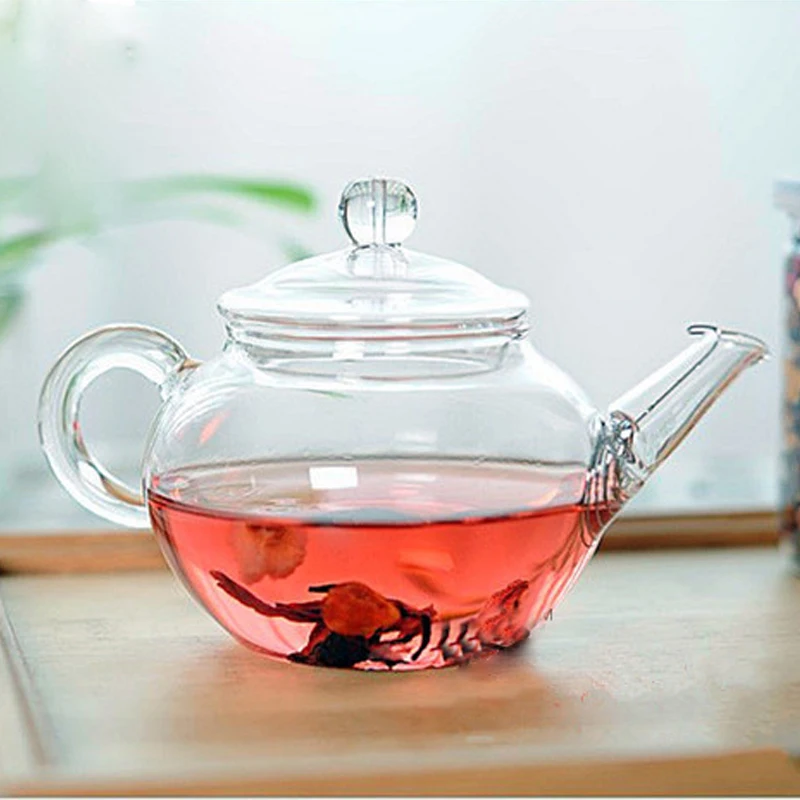 Прозрачный чайный горшок термостойкий стеклянный с китайским Infuser кофе цветок