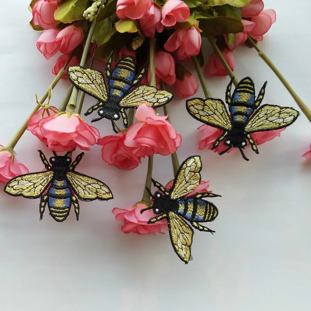 Вышитая аппликация Летающая пчела 6 шт./лот нашивки в виде насекомого Значки для