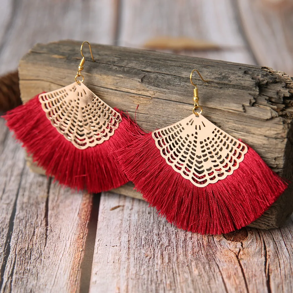 DC 3 слоя богемные Эффектные серьги с кисточками желтое кольцо для ушей женские