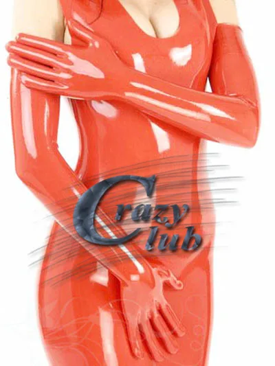Crazy club_New поступление латекс зентай Перчатки длина дужки Для женщин боди