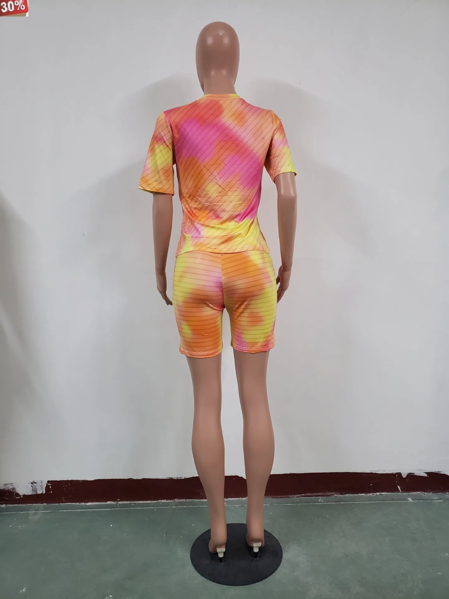 Новые женские байкерские шорты набор офисных женских костюмов Tye Dye из двух