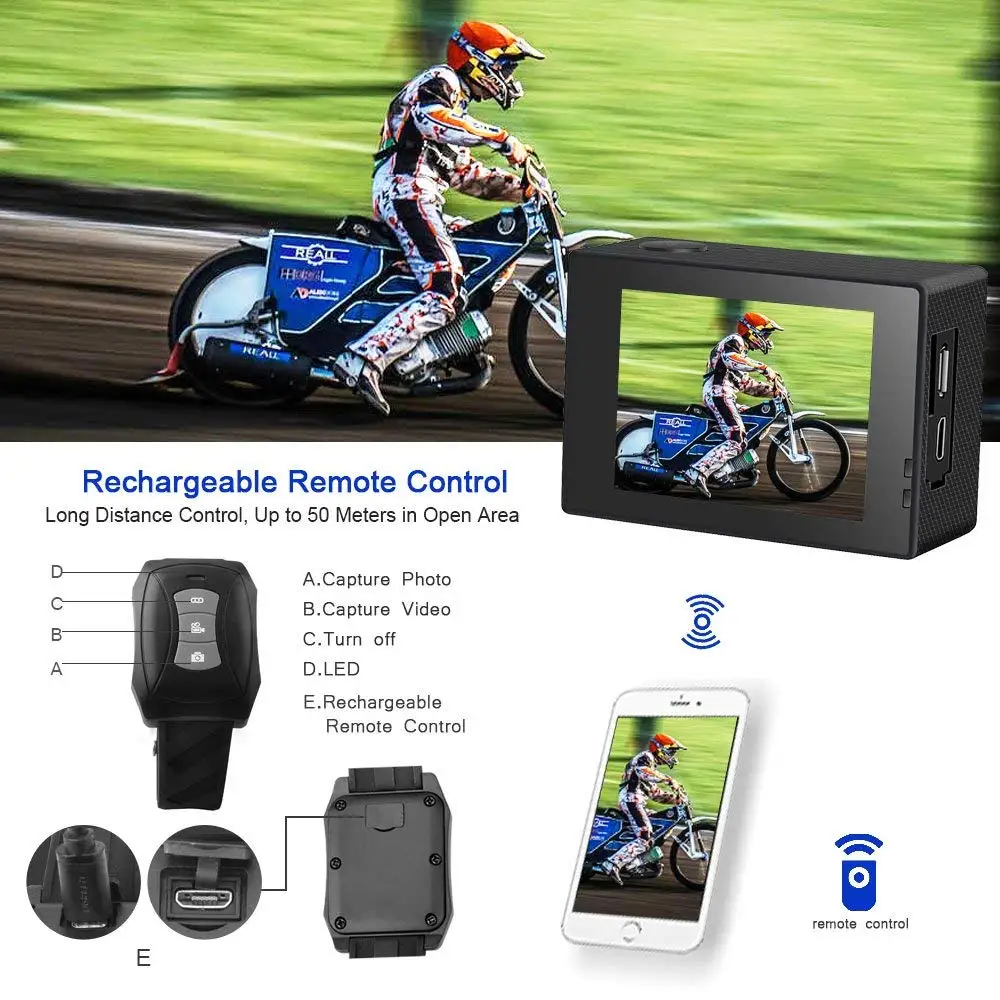 OTHA 4 К экшн камеры ночного видения 16MP 1080 P 60FPS Подводные видеокамеры wi Fi
