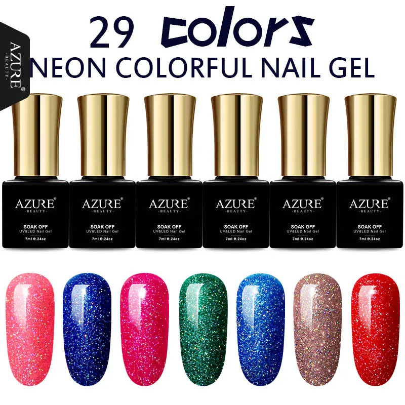 Лазурная красота модный неоновый Гель лак краска для ногтей 29 цветов отмачиваемый гель Блестящий Гибридный