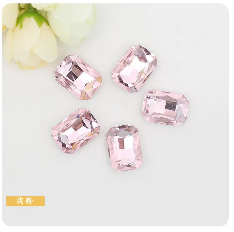 Супер Сияющий розовый прямоугольник восемь углов заостренный низ хрустальные
