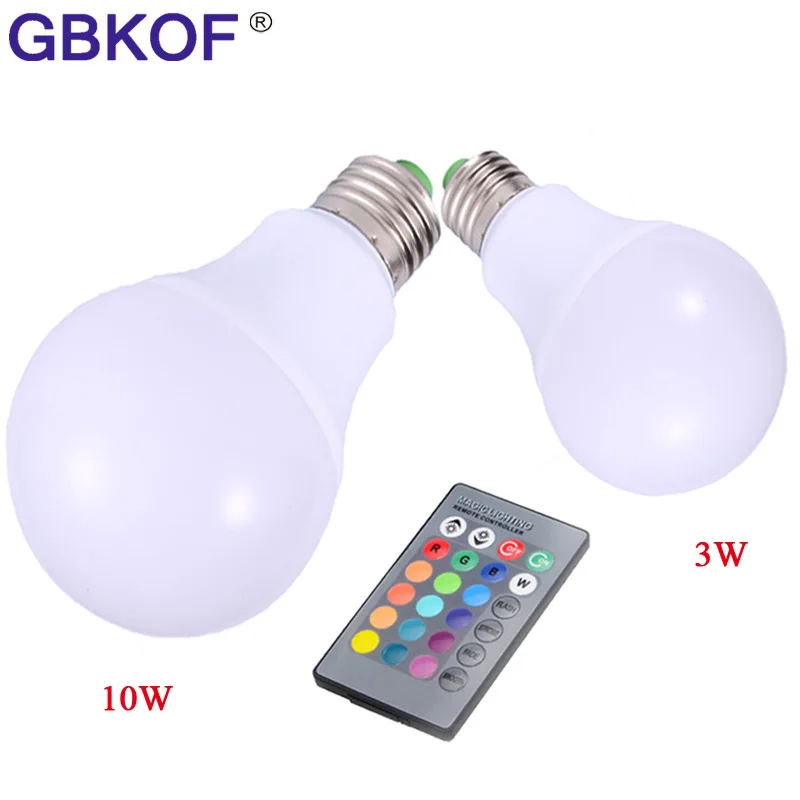 Новогодний светильник ing E27 3 Вт 5 10 RGB светодиодный 16 цветов лампа с пультом