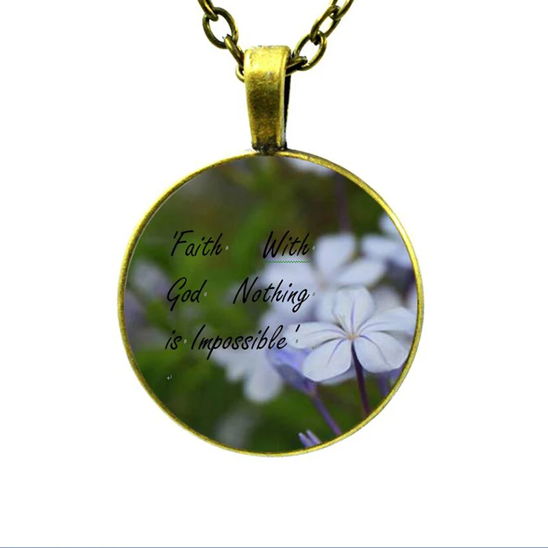 FLTMRH Believe модное Библейское стихное христианское ожерелье с надписью стеклянный