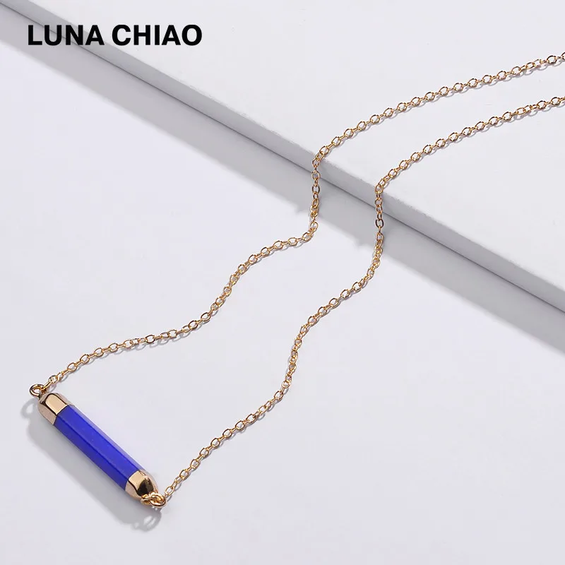 LUNA CHIAO, Новое поступление, 6 цветов, натуральный белый мраморный камень, прозрачный кристалл, короткая изящная цепочка, ожерелья с подвесками