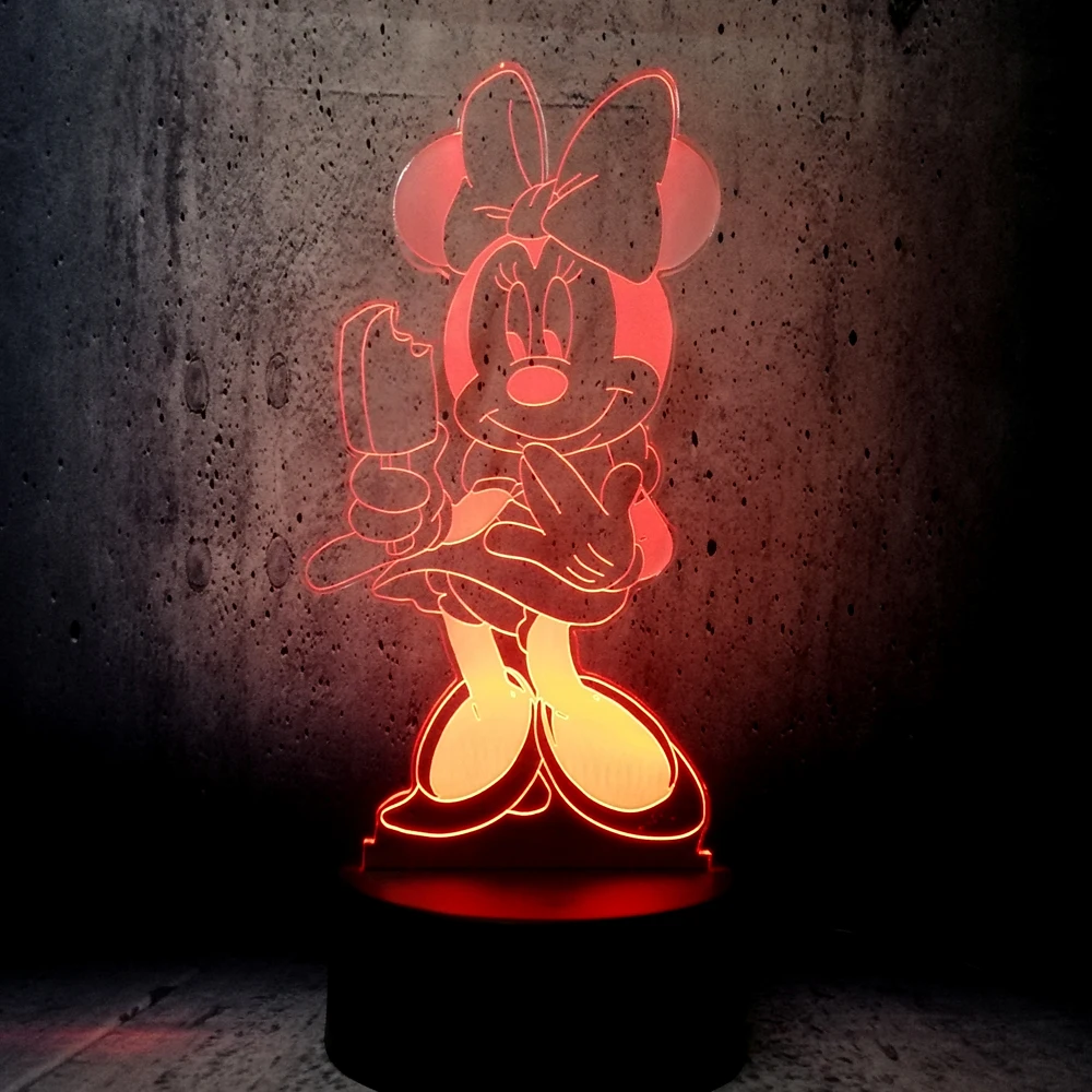 Светодиодное освещение Минни Маус еда мороженое Светодиодная лампа милый