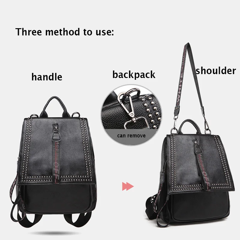 Натуральная кожа, женский рюкзак Mochila Feminina застежкой-молнией однотонная сумка рюкзак унисекс сумка